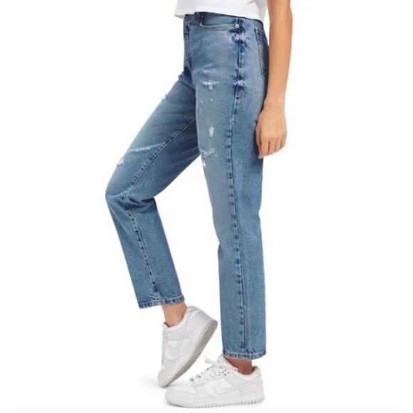 Good American Womens Good Classic Distressed Straight Leg Jeans Size 4 / 27 - Picture 3 of 13